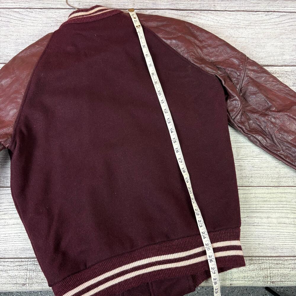 Vintage 1960s Washington University Burgundy & Green Letterman Jacket - Picture 7 of 8